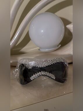 A Classy Chic Boutique Black Sunglasses with Crystal Trim